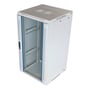 Toten System Z 19” vægskab, 22U, 600x600 mm, hvid, åbent front med glasdør og metalbagside vist fra siden.