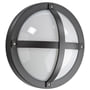 SG Armaturen Solo væglampe i grafitgrå med krydsdesign og opal skærm, 270mm diameter.