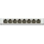 D-Link 8-port Gigabit Easy desktop-switch set fra portenden med de otte netværksporte synlige.