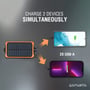 Illustration der viser 4smarts Solar Power Bank Prepper oplade 2 enheder samtidigt via dual USB-A porte.