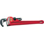 Ridgid lige rørtang nr. 60 med 1500mm længde. Viser det røde støbejernshus, justeringsmøtrik og kæbe.