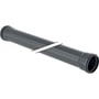 Geberit Silent Pro afløbsrør i sort PP MX materiale, 75x3,8x500mm, med to integrerede stikmuffer på en hvid baggrund.