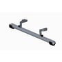 Ironside stigefod til trappestiger, 1120 mm, set skråt fra oven med beslag, skrueknopper og sorte endestykker.