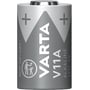 Varta V11A alkaline batteri i sølvfarve, med plus- og minuspol tydeligt markeret. Batteriet er 6V og vejer minimalt.