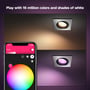 Philips Hue Centura indbygningsspot i aluminium, monteret i loftet, viser skiftende farver fra varm hvid til pink via app.