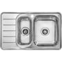 Intra Juvel Nivis køkkenvask i rustfrit stål med 1½ kumme, afløbsbakke og centralt hanehul.