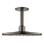 Grohe Rainshower SmartActive hovedbruser i grafit finish med loftmontering og 310mm diameter. Viser 2 stråletyper, DreamSpray teknologi og StarLight belægning.