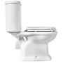 Lavabo Contea Retro gulvstående toilet i hvidt med toiletsæde og cisterne, vist fra siden.