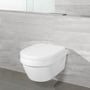 Villeroy & Boch Arch væghængt toilet med lukket sæde monteret foran en lys, flisebeklædt væg.