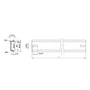 Teknisk tegning af DeLock DIN-skinne, der viser dimensioner og monteringshuller for 35 x 7.5 mm skinnen.