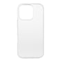 Transparent TPU-cover til iPhone 16 Pro set bagfra med kameraudskæring øverst til venstre.