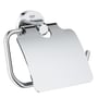 Grohe Start toiletpapirholder med låg i forkromet metal, 167 mm bred med blank overflade.
