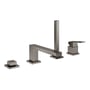 Grohe Eurocube etgrebsbatteri i børstet messing med 220mm tud og håndbruser, 4-huls design.