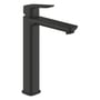 Grohe Cubeo XL-Size etgrebsbatteri i mat sort med 161mm tud, designet til fritstående håndvaske.