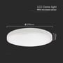 Diagram der viser dimensionerne for V-TAC 18W LED dome lys med en diameter på 295mm og en dybde på 60mm.