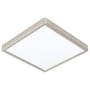 EGLO Fueva-Z loftlampe i grå aluminium med hvid diffusor, 285x285 mm, IP44 klassificeret.