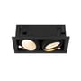 SLV KADUX sort indbygningsdownlight med to justerbare lyskilder, 54W effekt og 30° spredning.