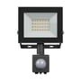 SpectrumLED 20 W LED-projektør set lige forfra med lysdioder og en rund sensor under lampen.