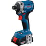 Bosch slagskruetrækker GDR 18V-215 Professional i blå og sølv med rødt greb på hvid baggrund.