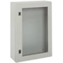 Schneider Electric CRN vægskab i metal med glasdør, 400x300x200 mm, RAL7035 grå, IP66 beskyttelse.