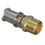 Wavin Tigris M5 overgang med nippel, 20mm x 3/4", fremstillet af afzinkningsbestandig messing med rustfast stål presfitting.