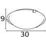 Måltegning af Nordlux Petri plafond med rund skærm, der viser 30 cm i diameter og 9 cm i højde.
