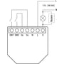 Ledningsdiagram viser Shelly Bypass forbundet ved en lampe og en Shelly Dimmer 2 i et 110–240 V kredsløb.