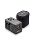Verbatim UTA-06 GaN III universal rejseadapter opladende op til 5 enheder, med lyn baggrund.