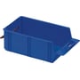 Raaco Reolskuffe 6-1100 i blå polypropylen, 210x375x136mm, vist fra siden med tydeligt greb i bagkanten.