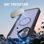Grafik viser en telefon i sort cover med magnetisk oplader ved bagsiden, som til 4smarts Urban Pro flipcase.