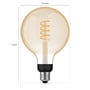 Måltegning af Philips Hue G125 Globe-filamentpæren med angivet diameter på 125 mm og højde på 192 mm.