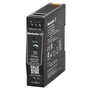 Weidmüller PRO BAS strømforsyning 60W, 24V DC, 2.5A, vist fra siden med fokus på tilslutningsterminaler og justeringsknap.