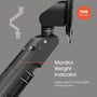 Sidevisning af Vogels MOMO 4137 monitor arm med 'Monitor Weight Indicator' for nem justering af belastning.
