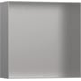 Hansgrohe vægniche 300x300x100mm i børstet rustfrit stål, ideel til indbygning i vådrum.