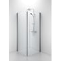 Contura Shower Space brusehjørne 80x80 cm med lige døre i aluminium og klart 6 mm hærdet glas, monteret med brusearmatur.