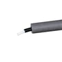 Unico PEX-rør Univ med 20 mm isolering, 28x4,0 mm, viser en hvid plastkerne inde i sort korrugeret beskyttelse og grå isolering.