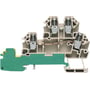Weidmüller trelederklemme DLD 2.5/PE DB i beige med skrueterminal for 2,5mm² ledere.
