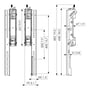 Teknisk tegning af Vogels PFS 3504 Interface med dimensioner i millimeter og tommer.