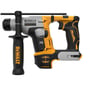 DeWalt 18V XR borehammer DCH172N-XJ set fra siden med SDS+-fatning, sidehåndtag og bælteclips.