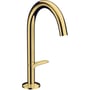Hansgrohe Axor One etgrebsbatteri i guld med ComfortZone 170 og Select-greb viser en elegant bueformet tud og solid metalkonstruktion.