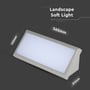 Målskitse af den grå V-TAC LED-landskabsbelysning på 12 W med målene 265, 120 og 81 mm.