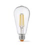 Videx ST64-filament LED-pære med klart glas og synlige LED-tråde, E27-fatning og 6 W.