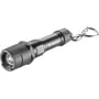 Nærbillede af Varta Indestructible Key Chain Light i sort aluminium-titanium, vist med nøglering.