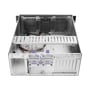 Åbent Chieftec 19-tommers 4U IPC-kabinet set skråt ovenfra med indvendige monteringsbeslag.