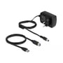 Strømforsyning og USB 3.0 kabel til DeLOCK Dual Docking Station på hvid baggrund.