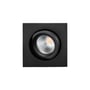 Sort SG Armaturen Junistar Lux Square downlight med 7W LED og 3000K lysfarve, viser det vippbare lampehoved.