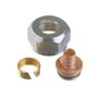 Roth fordelerkobling 15 mm x 3/4" til EURO-red med den store omløber øverst og støttebøsning samt skærering nedenunder.
