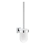 Grohe Start Cube toiletbørste i krom og glas med en højde på 399 mm og en blank overflade monteret på væggen.