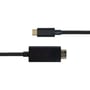 Deltaco USB-C til HDMI-kabel på hvid baggrund, set lige på med begge stik synlige i hver sin ende.
