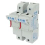 Eaton bussmann serie CH22DU modular sikringsholder til 22x58 mm sikringer, 125A AC 690V med 2 poler og rød udløserknap.